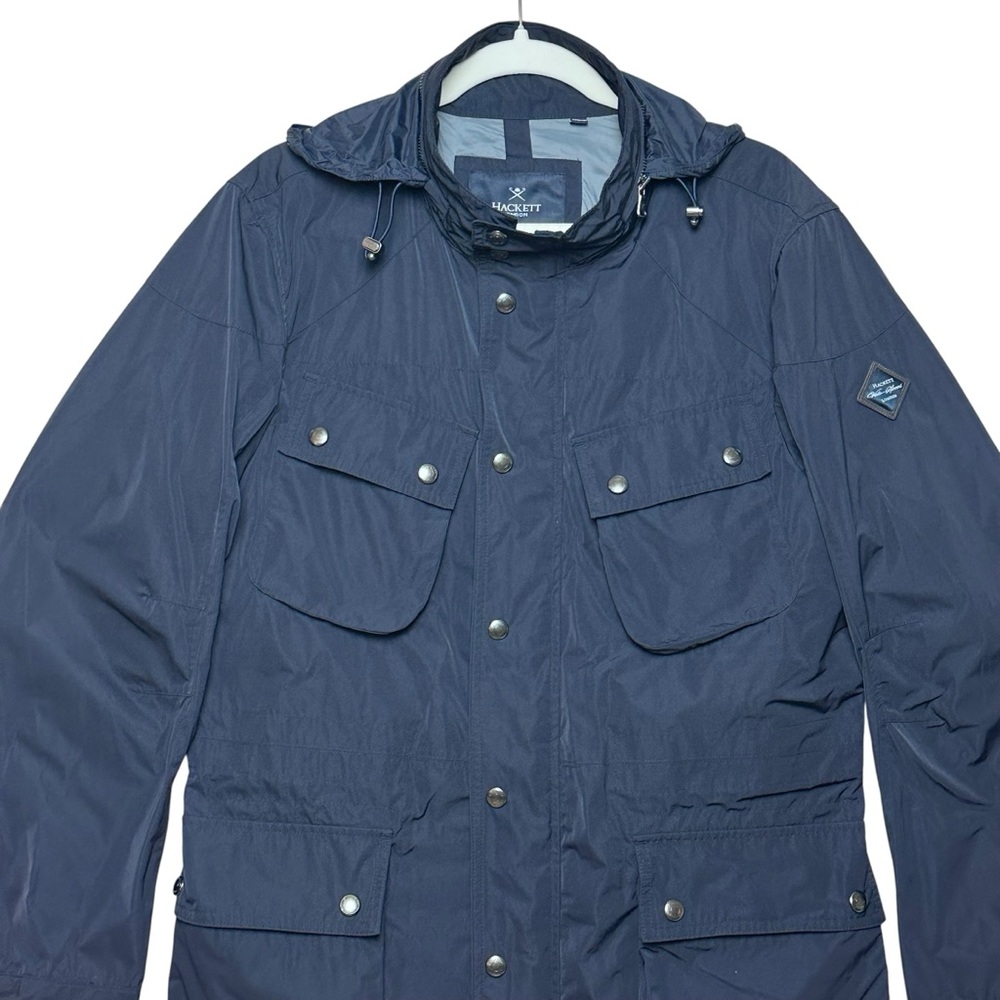 Hackett London Men’s Navy Velo-Speed Field Jacket Hood 4 Pocket Front Lined - Picture 3 of 15
